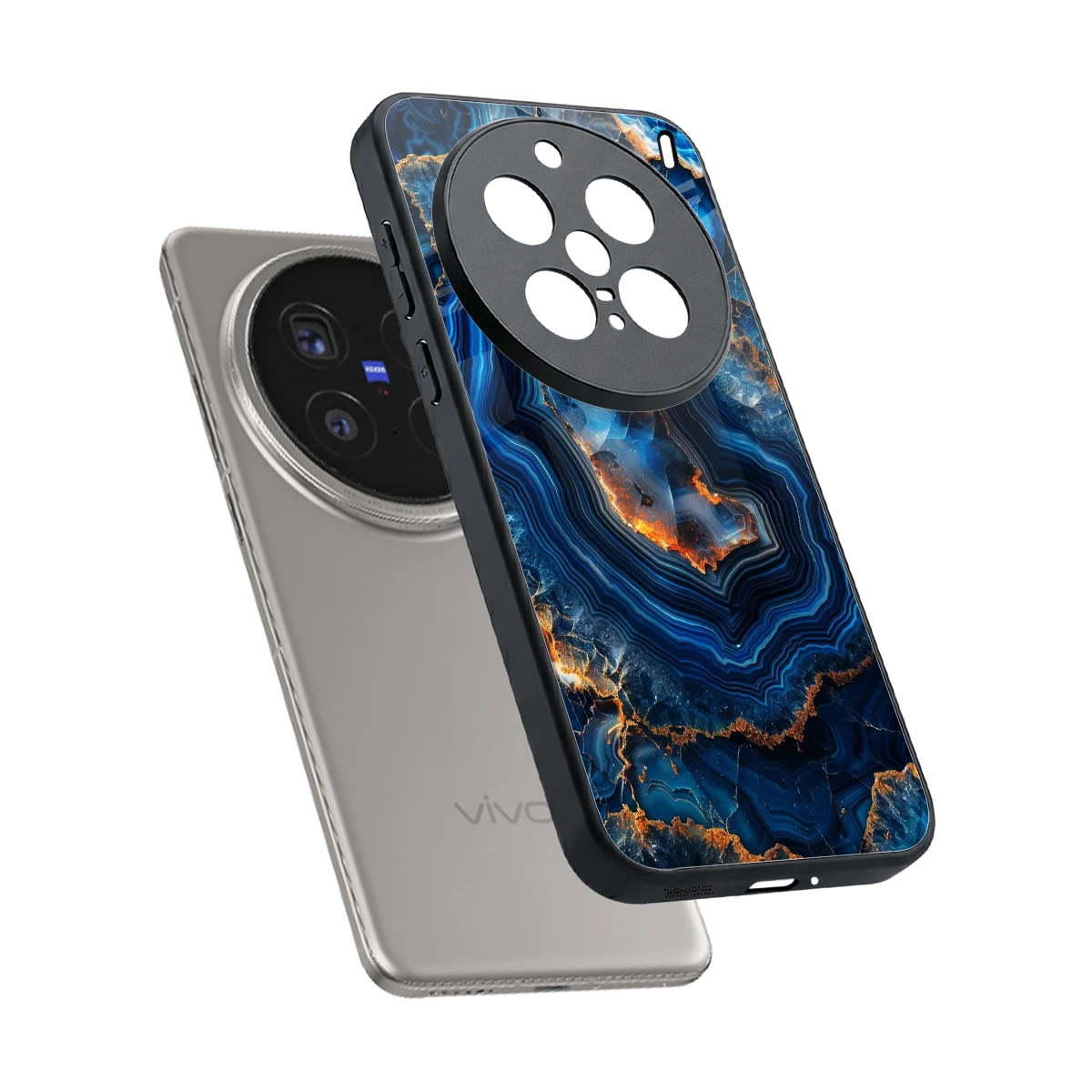 Sapphire Granite sleek vivo x200 pro cover with tempered glass back and TPU edges