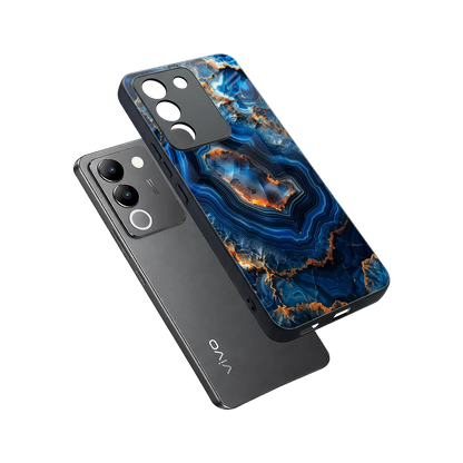 Sapphire Granite sleek vivo y200 5g cover with tempered glass back and TPU edges
