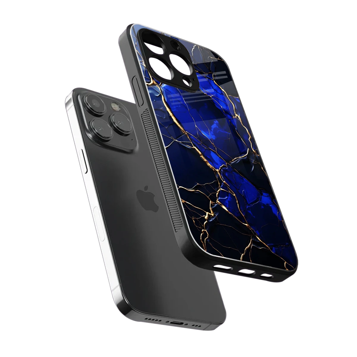Sapphire Royal sleek iphone 15 pro max cover with tempered glass back and TPU edges