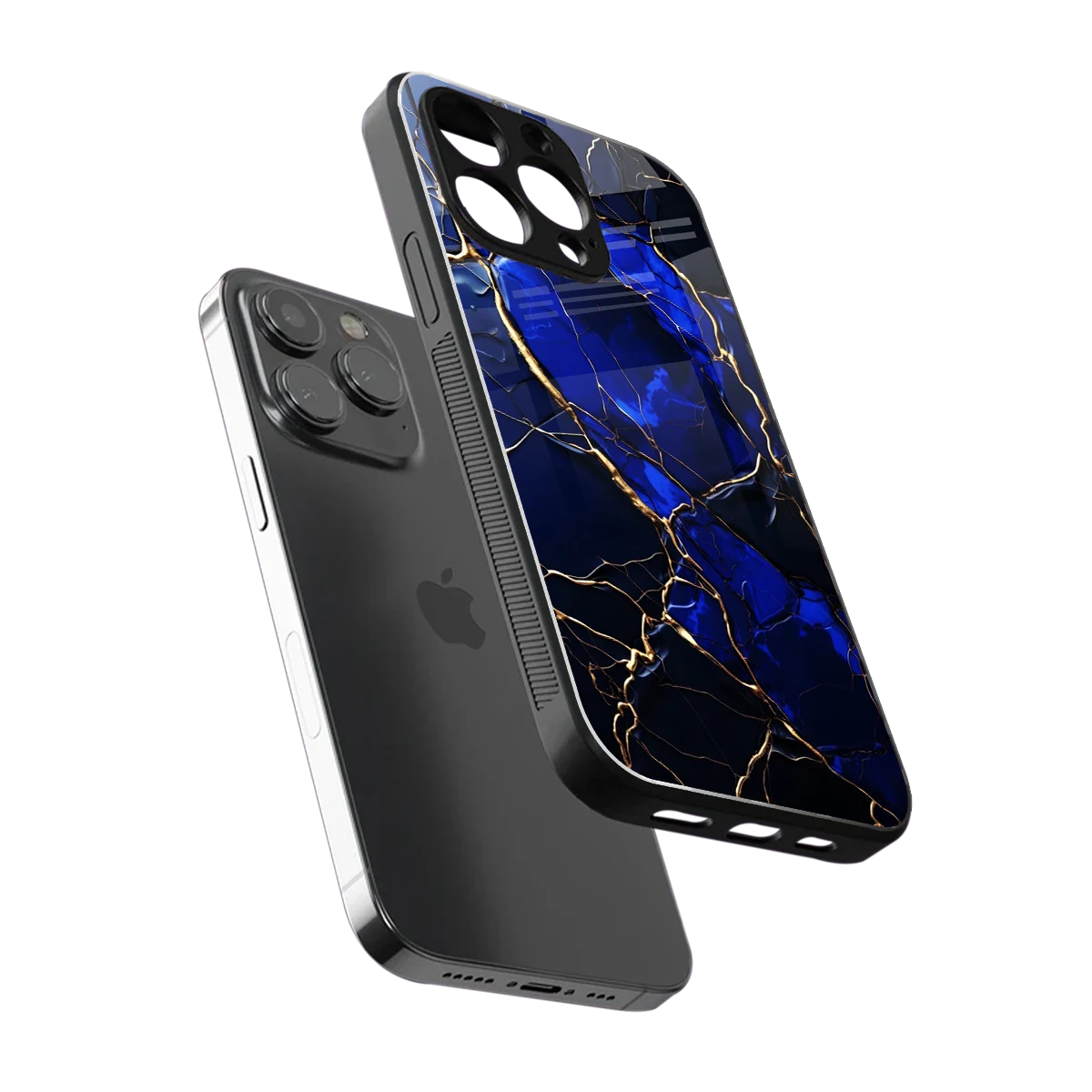 Sapphire Royal sleek iphone 16 pro max cover with tempered glass back and TPU edges
