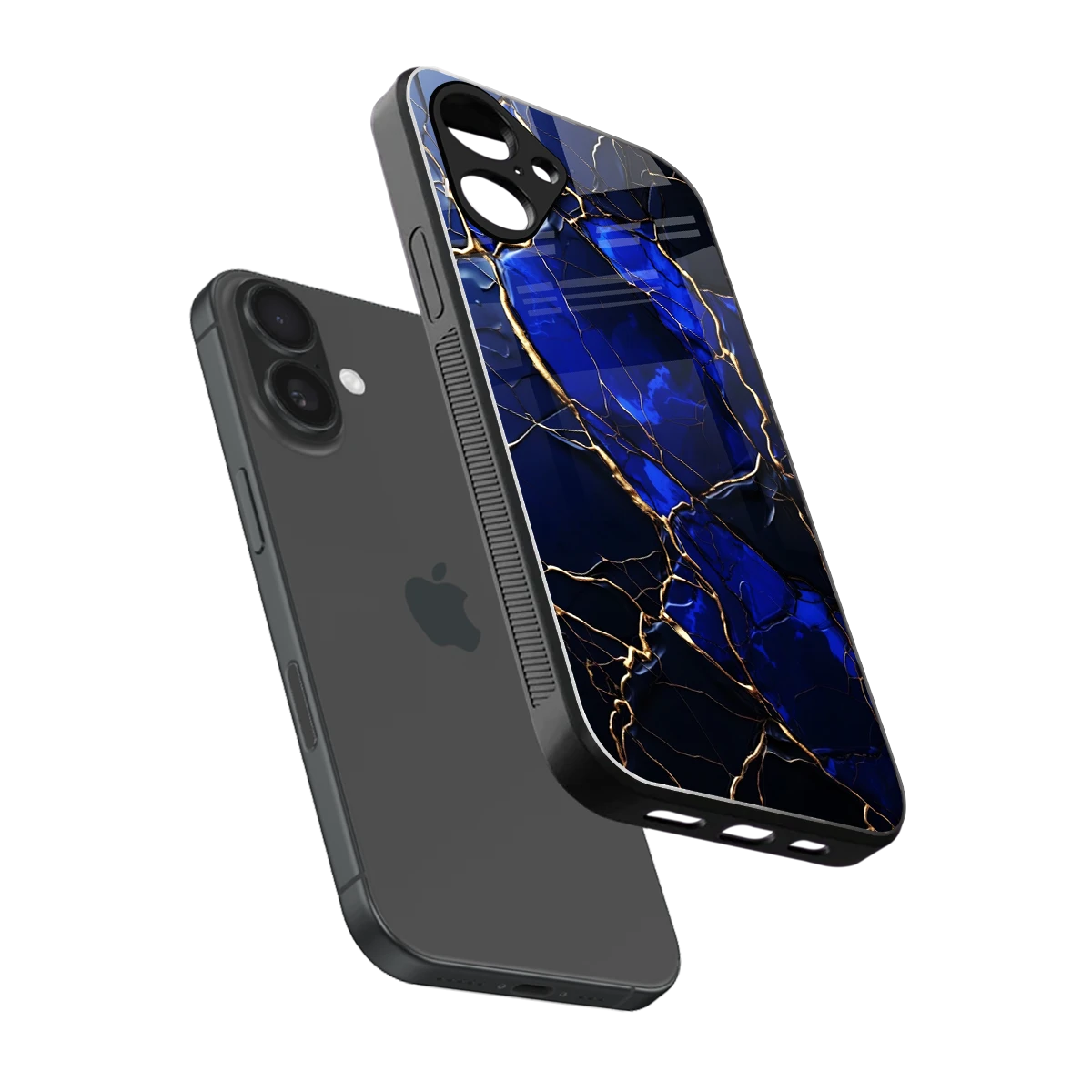 Sapphire Royal sleek iPhone 16 cover with tempered glass back and TPU edges