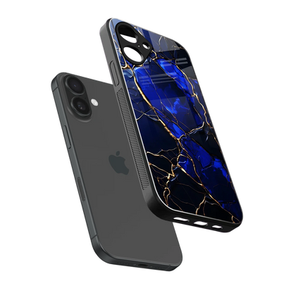 Sapphire Royal sleek iPhone 16 cover with tempered glass back and TPU edges