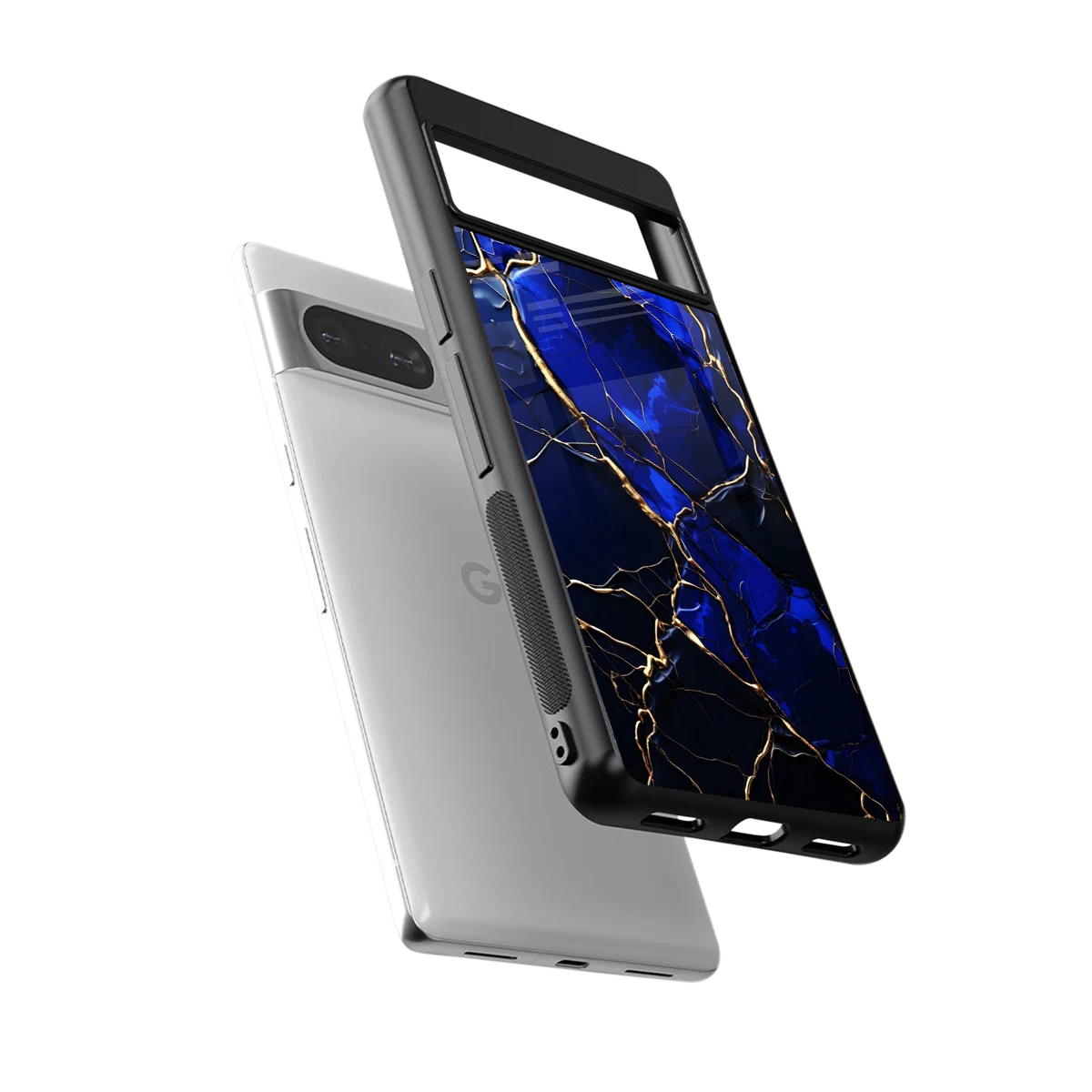 Sapphire Royal sleek google pixel 8 cover with tempered glass back and TPU edges
