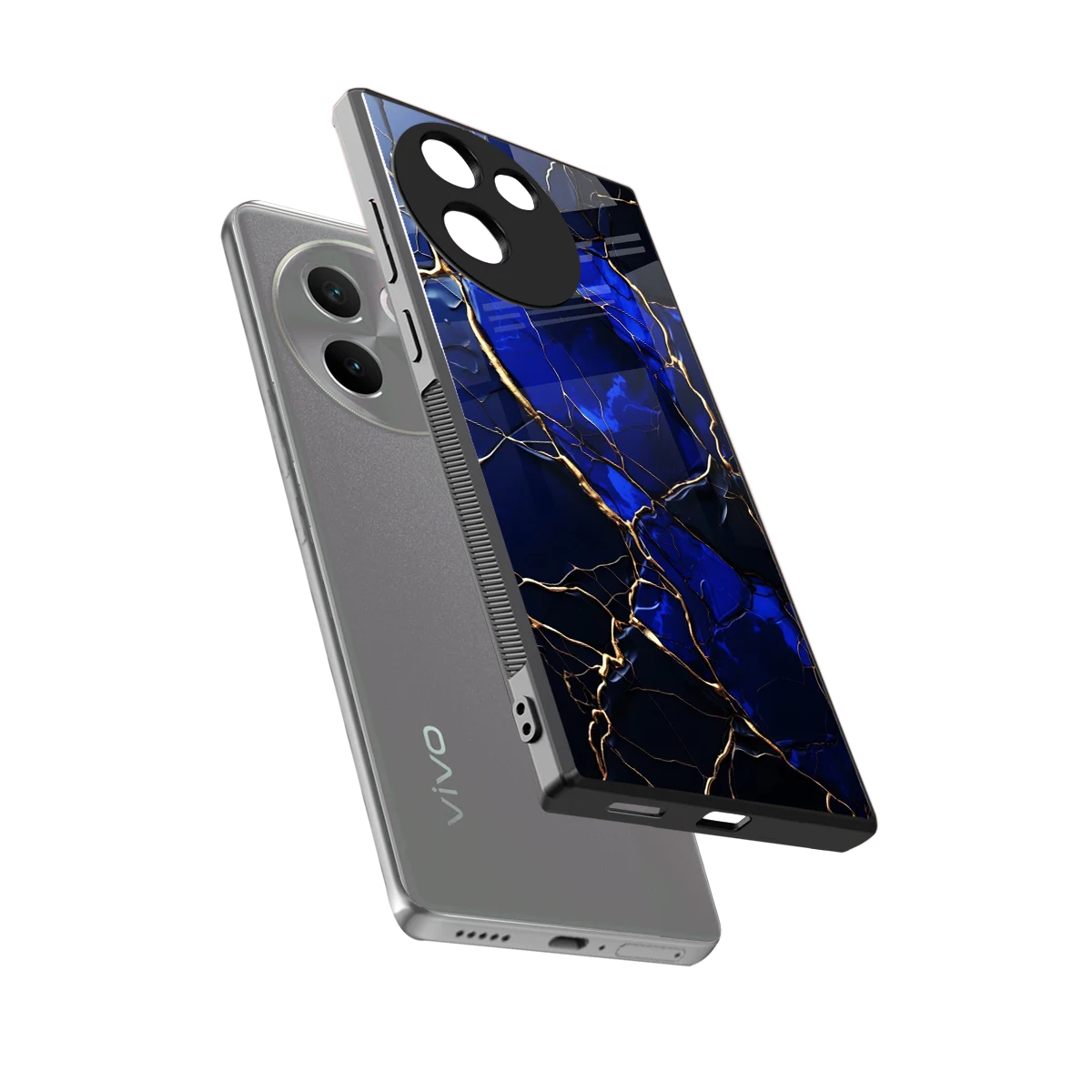 Sapphire Royal sleek vivo v30e cover with tempered glass back and TPU edges