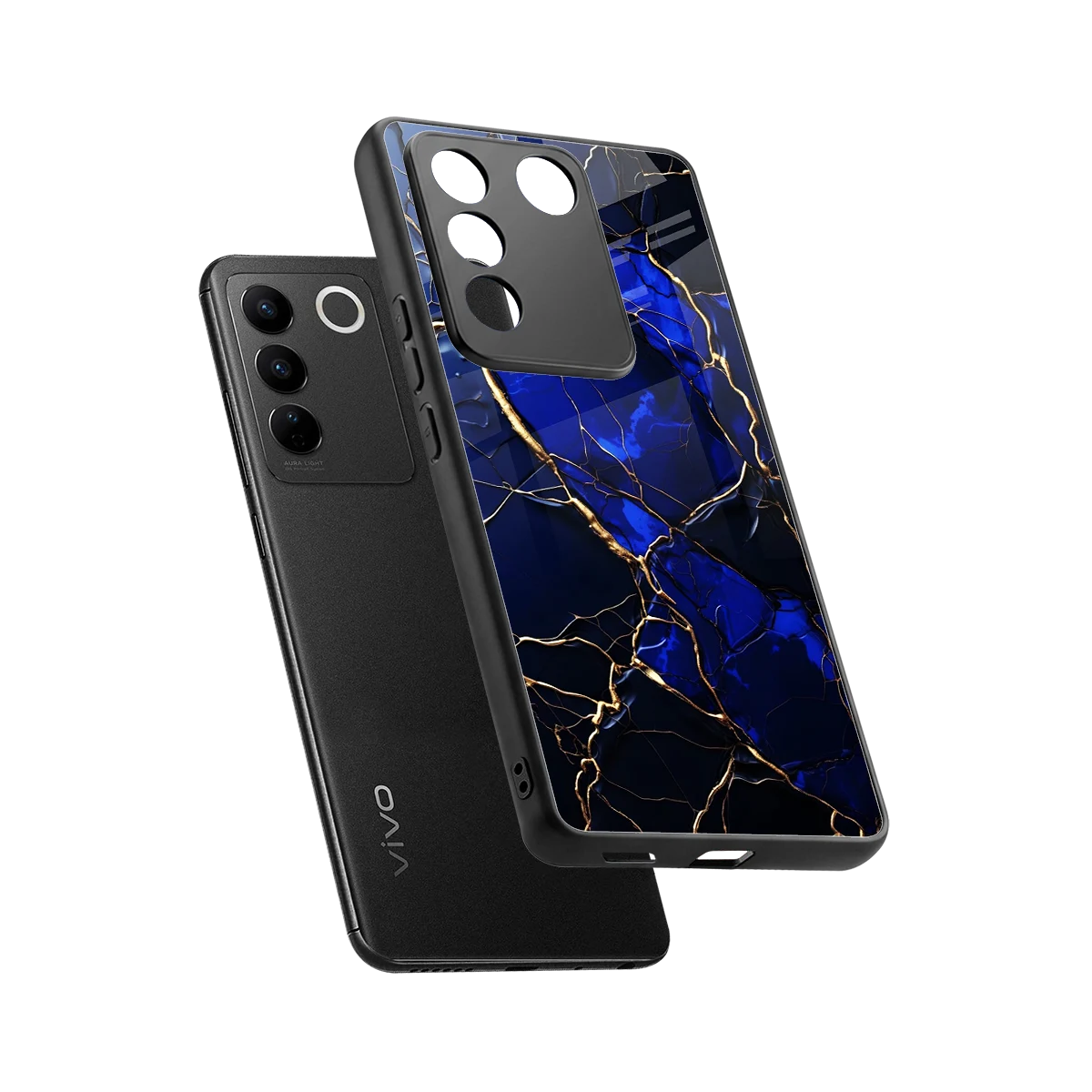 Sapphire Royal sleek vivo v27 5g cover with tempered glass back and TPU edges