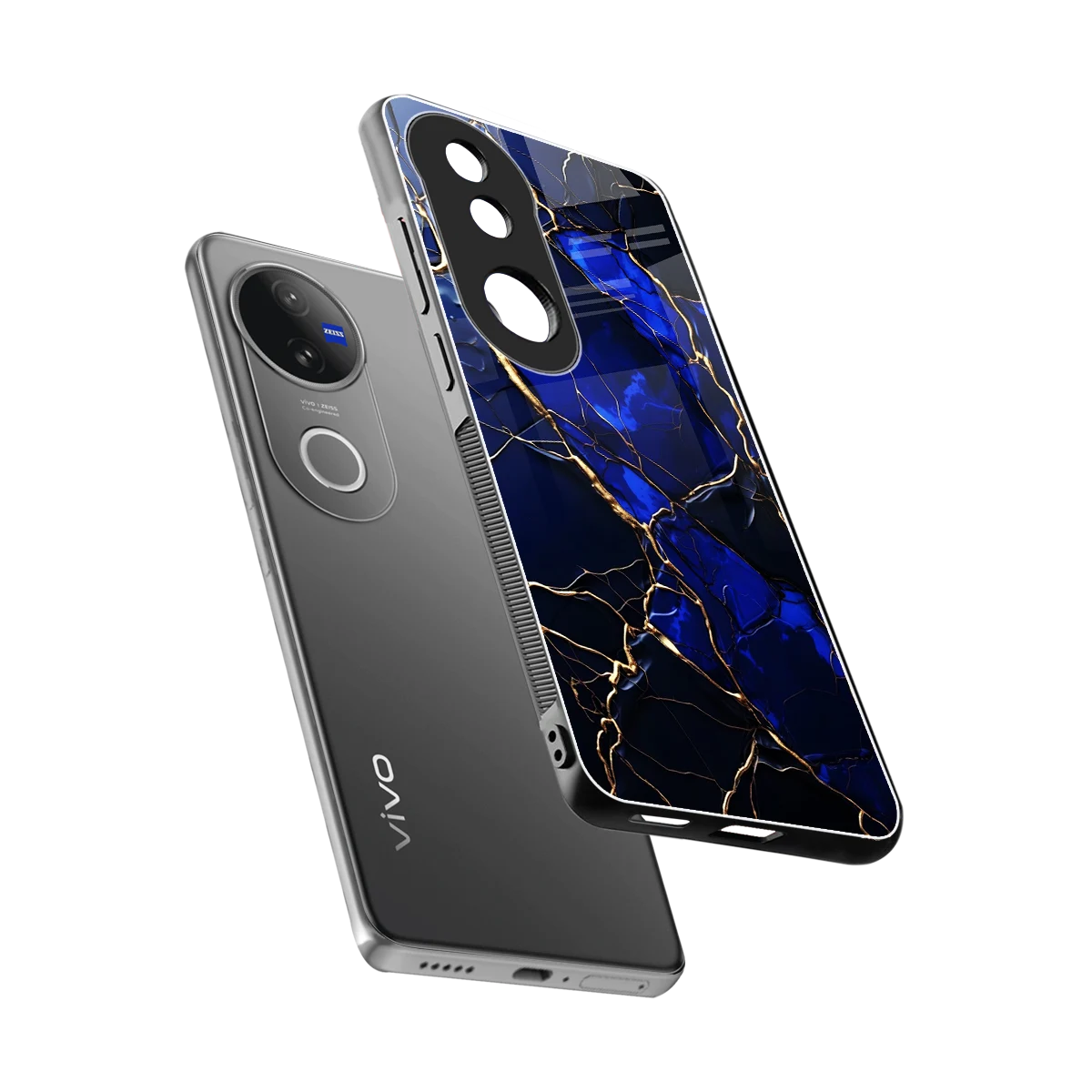 Sapphire Royal sleek vivo v50 cover with tempered glass back and TPU edges