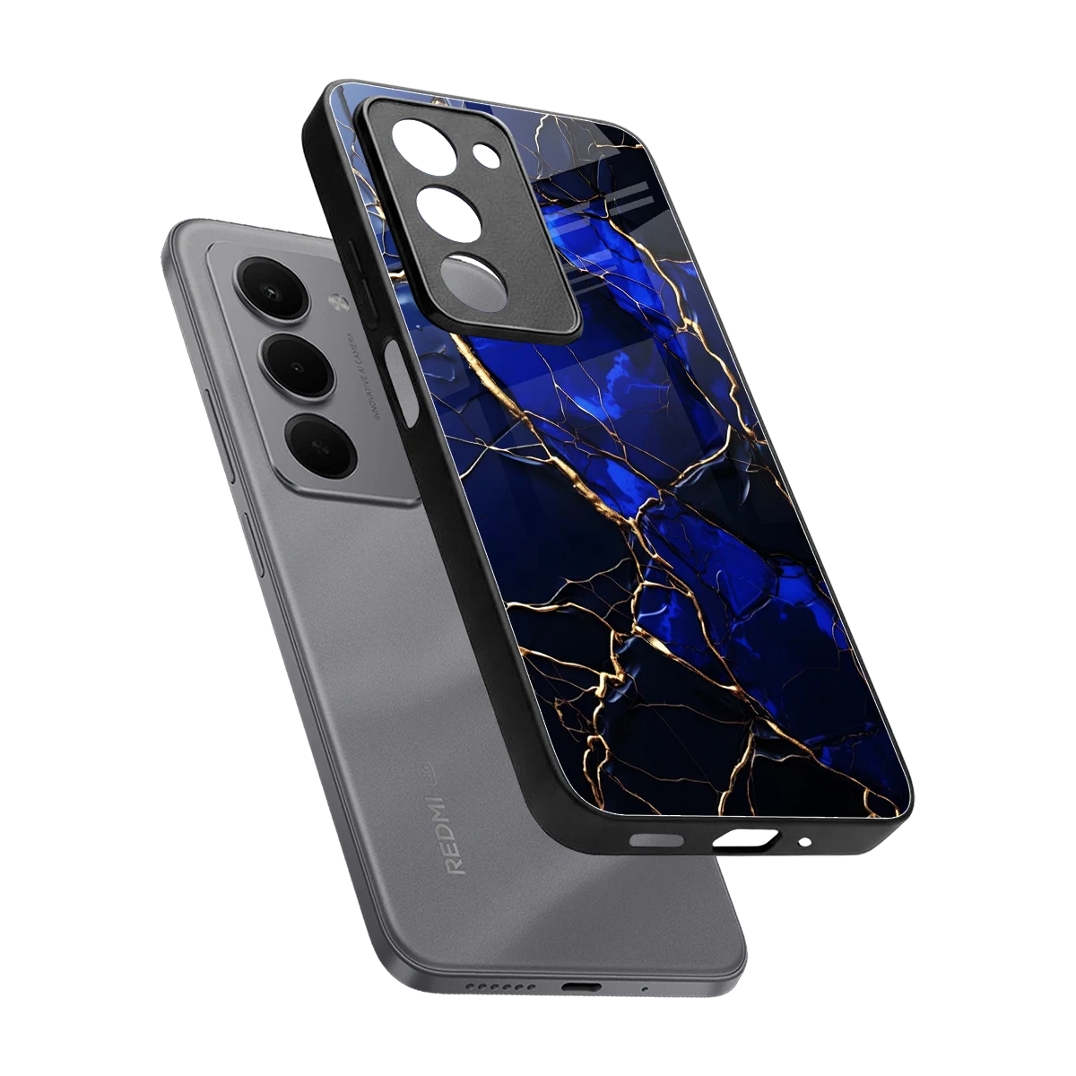 Sapphire Royal sleek redmi 15 5g cover with tempered glass back and TPU edges