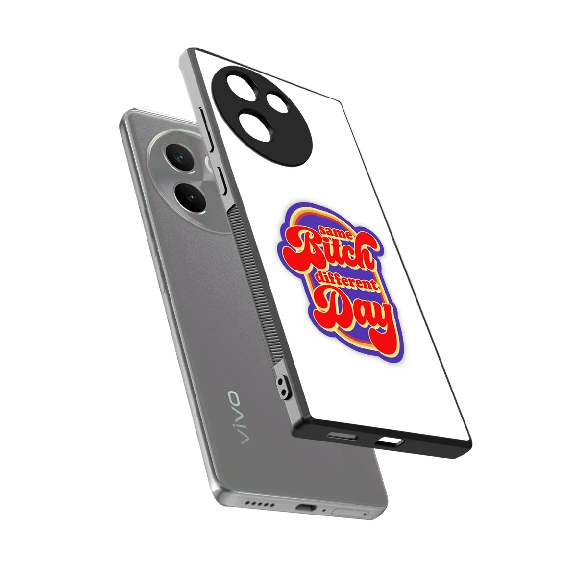 Sassy Mood sleek vivo v30e cover with tempered glass back and TPU edges