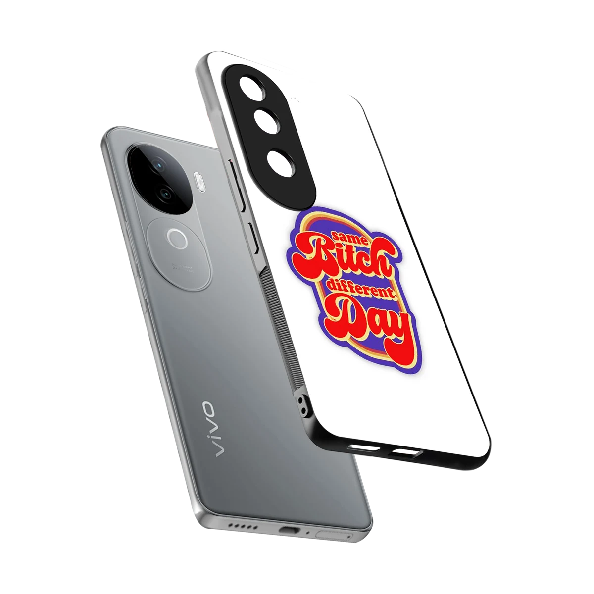 Sassy Mood sleek vivo v40e cover with tempered glass back and TPU edges