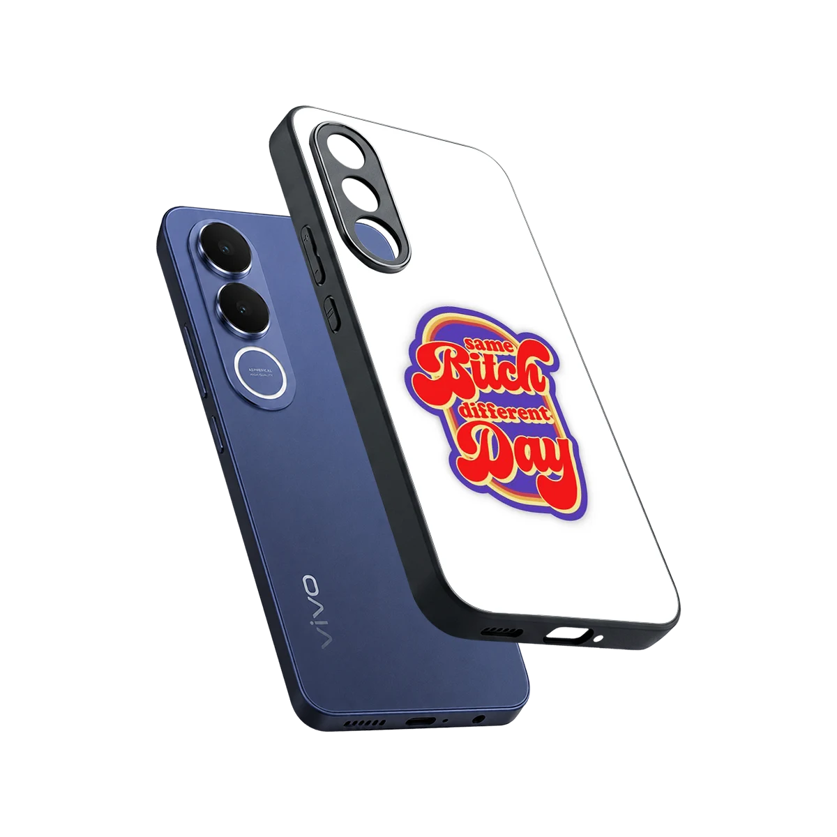 Sassy Mood sleek vivo v70 fe cover with tempered glass back and TPU edges