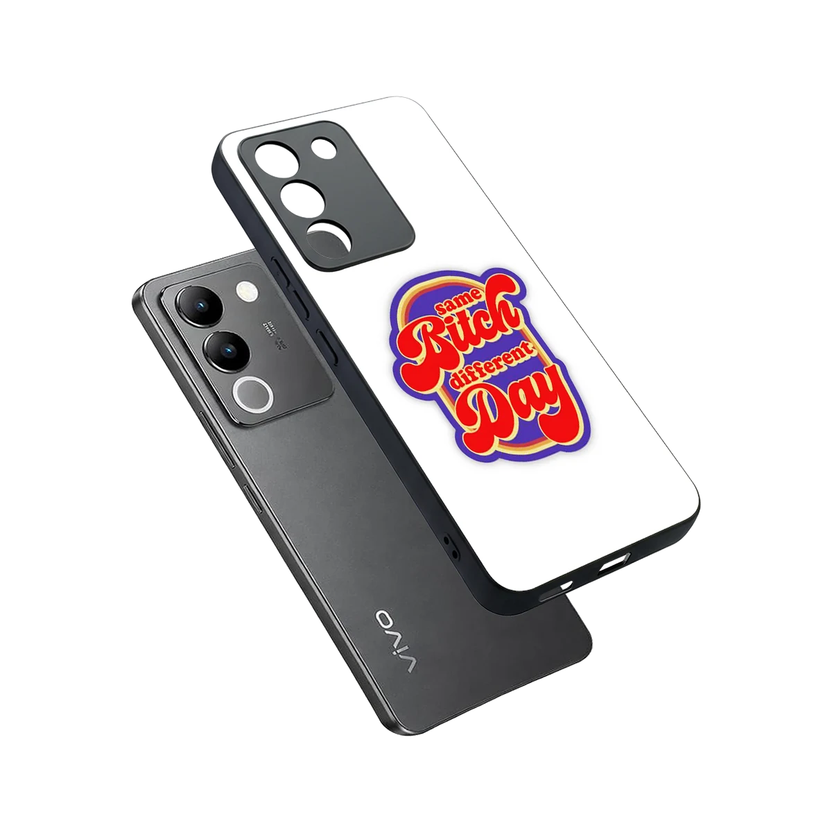 Sassy Mood sleek vivo y200 5g cover with tempered glass back and TPU edges