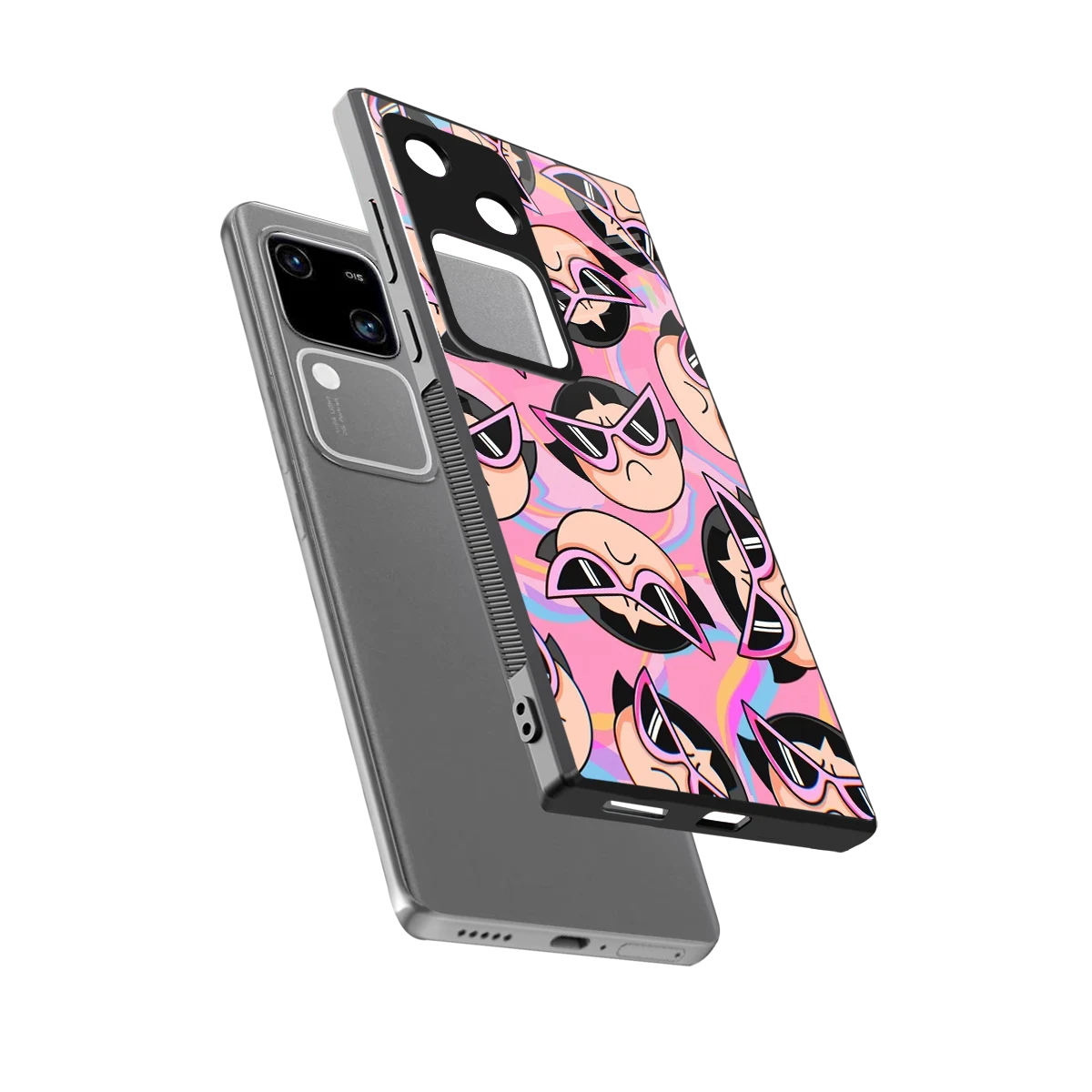 Sassy Squad sleek vivo v30 cover with tempered glass back and TPU edges