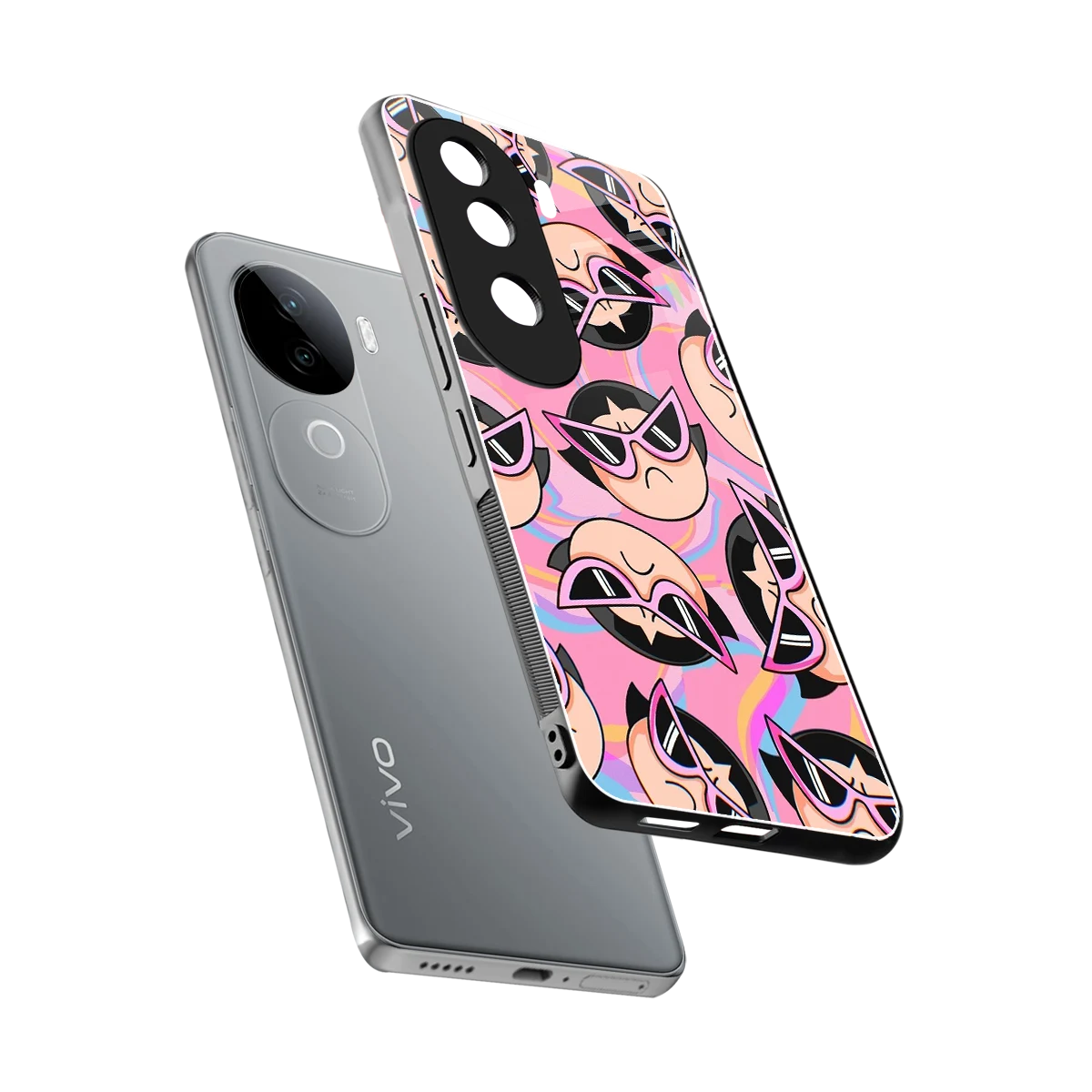 Sassy Squad sleek vivo v40e cover with tempered glass back and TPU edges