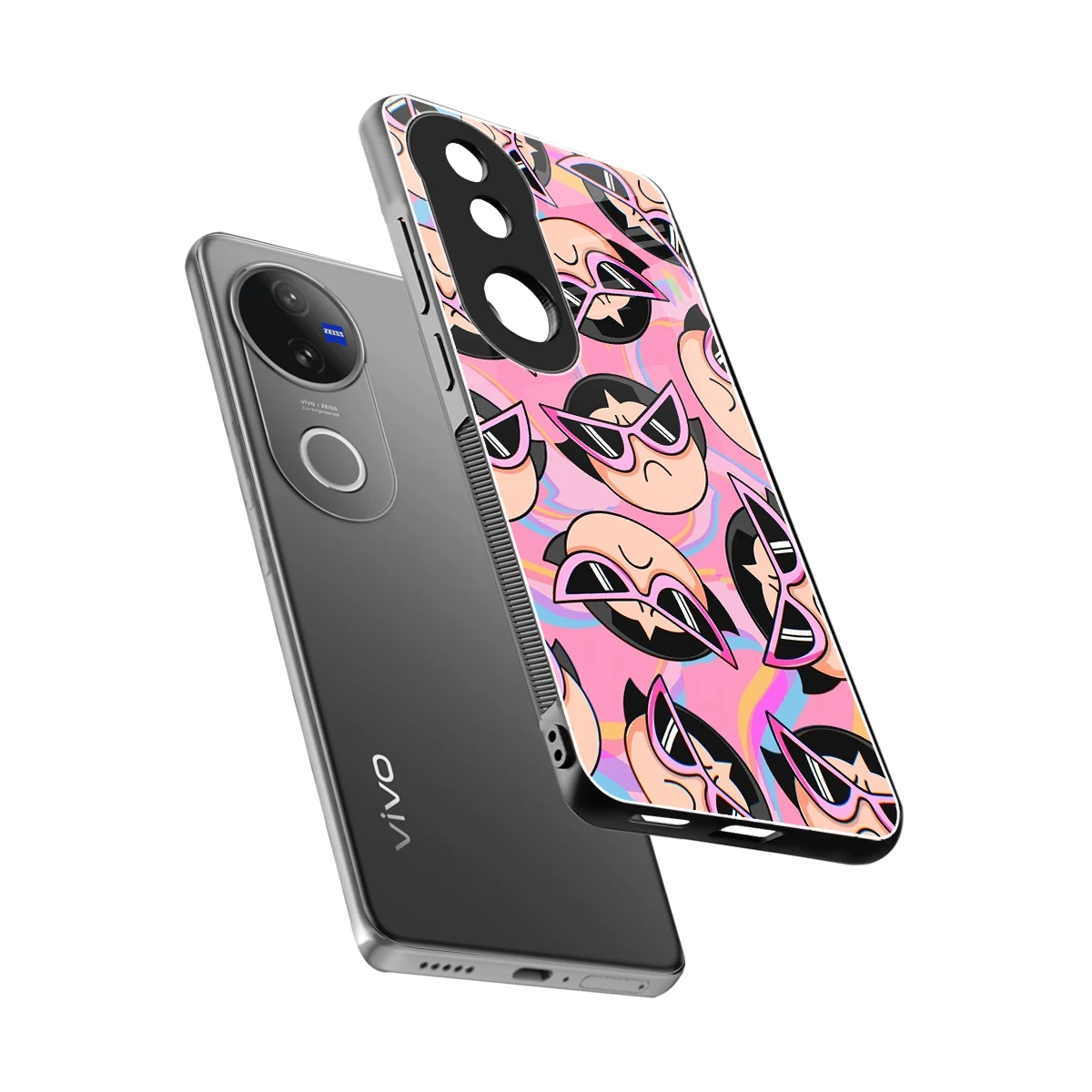 Sassy Squad sleek vivo v50 cover with tempered glass back and TPU edges