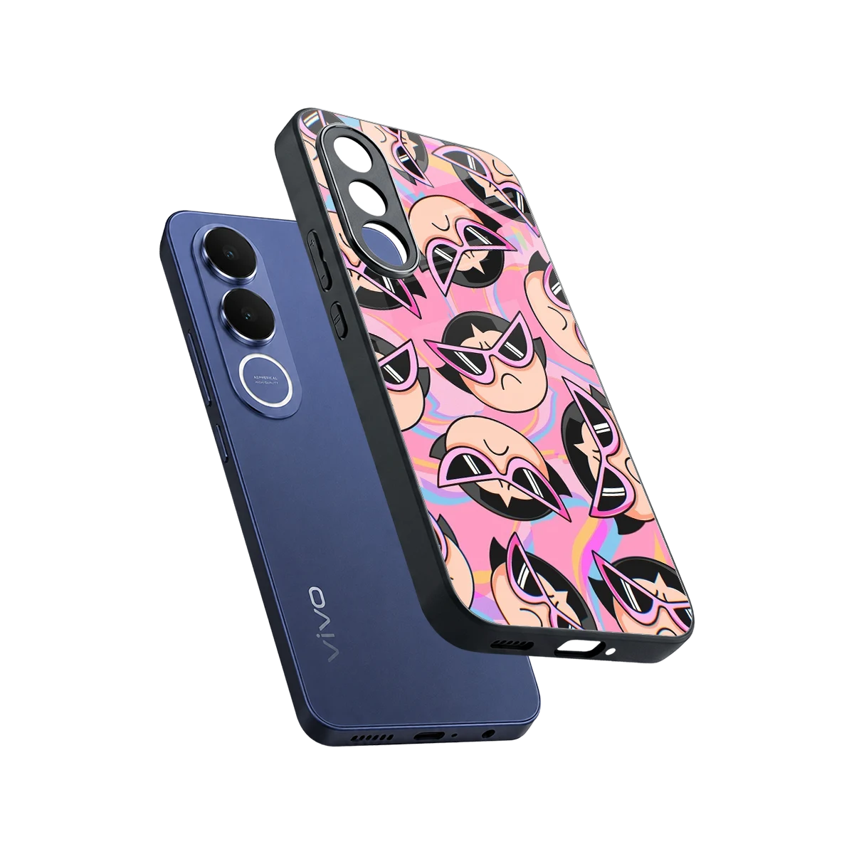 Sassy Squad sleek vivo v70 fe cover with tempered glass back and TPU edges