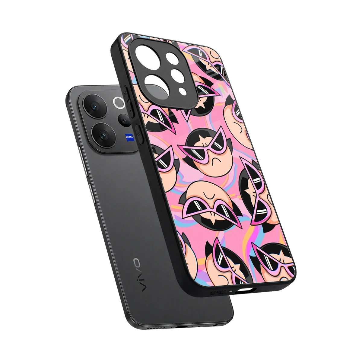 Sassy Squad sleek vivo v70 cover with tempered glass back and TPU edges