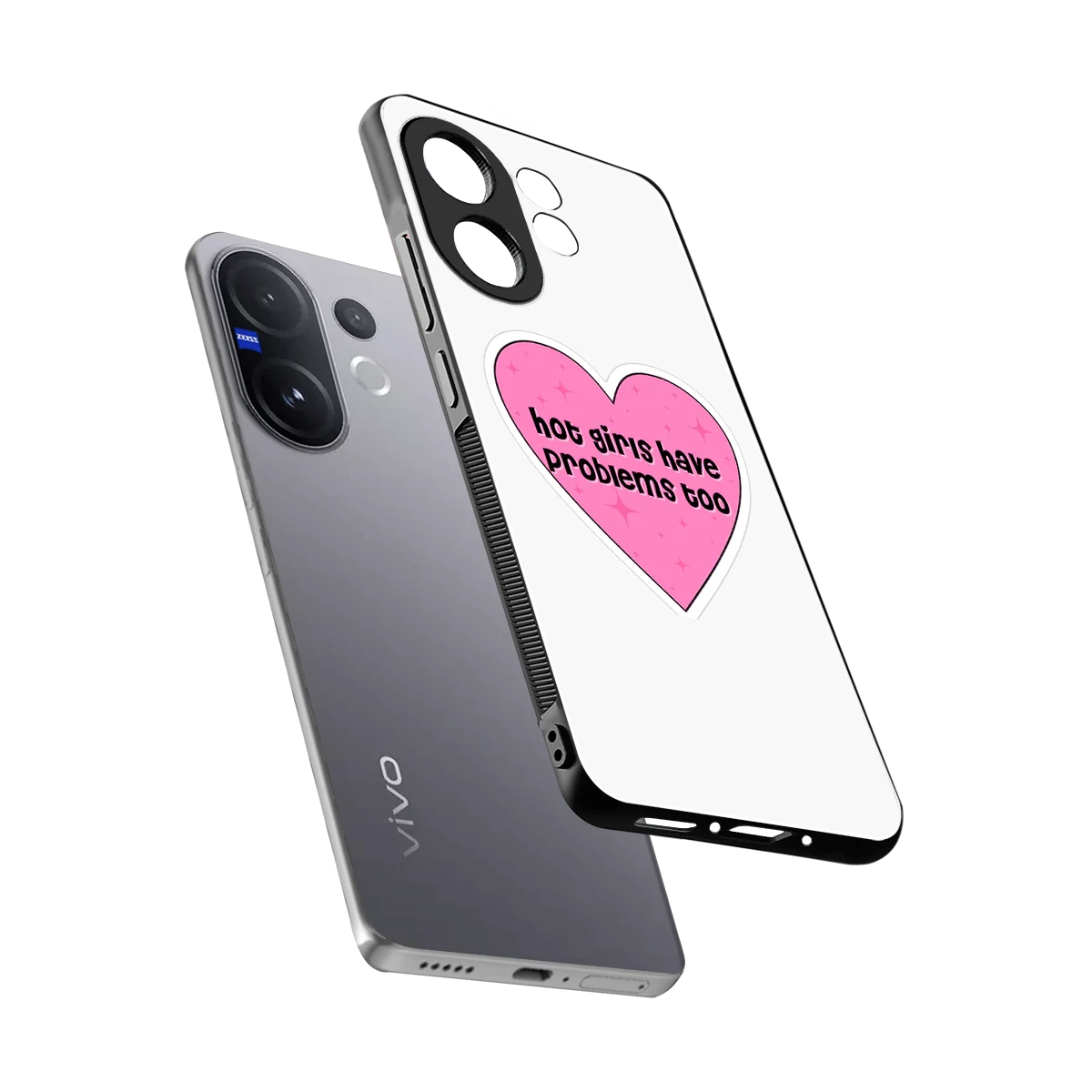 Sassy Truth sleek vivo v60 cover with tempered glass back and TPU edges