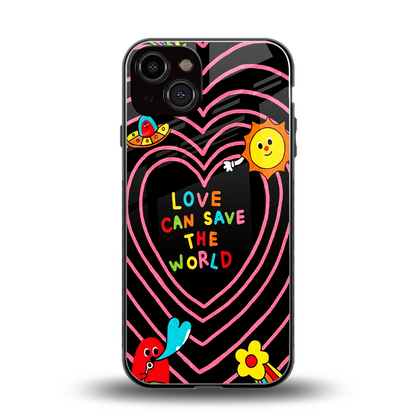 Save With Love back phone cover | glass case for iphone 13
