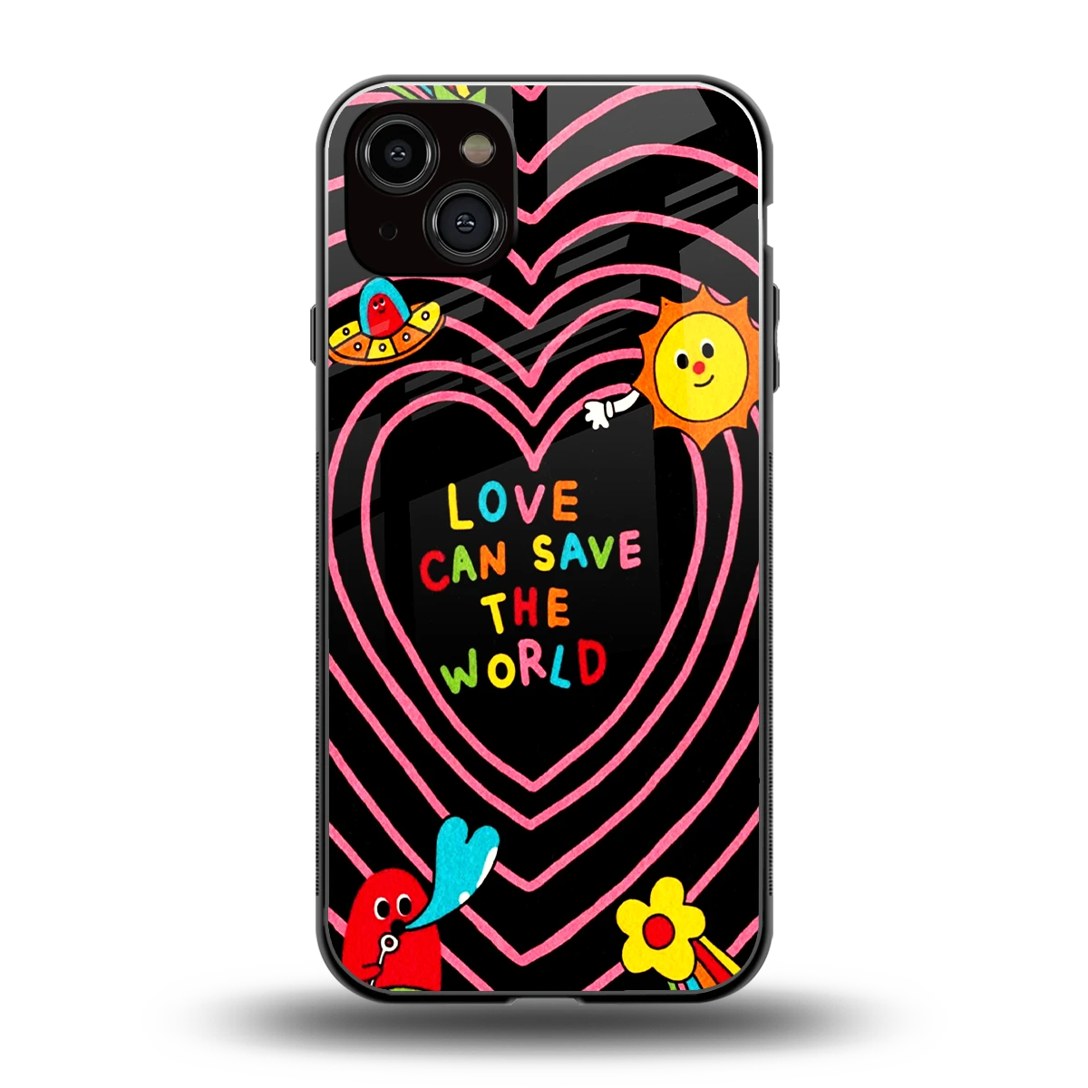 Save With Love back phone cover | glass case for iphone 14 plus