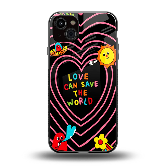 Save With Love back phone cover | glass case for iphone 14 plus
