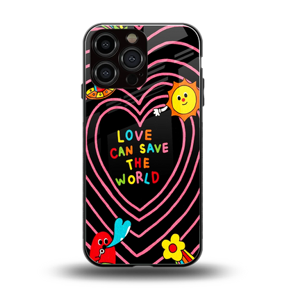 Save With Love back phone cover | glass case for iphone 15 pro max