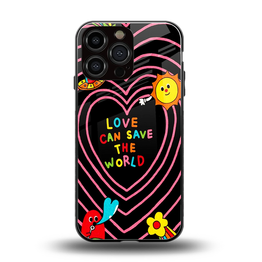 Save With Love back phone cover | glass case for iphone 15 pro max