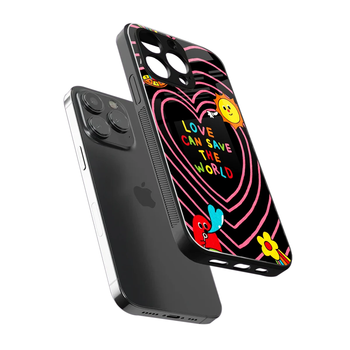 Save With Love sleek iphone 15 pro max cover with tempered glass back and TPU edges