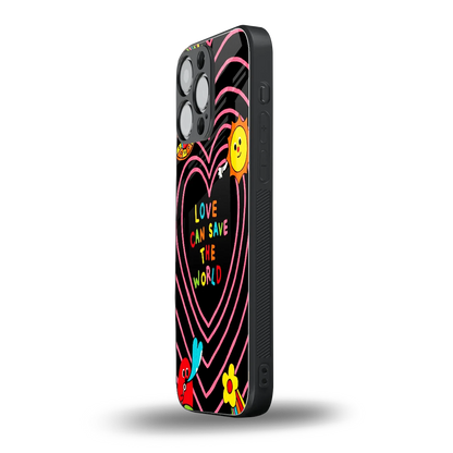 Save With Love iphone 15 pro max mobile cover | shockproof glass phone case