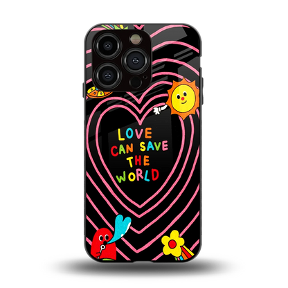 Save With Love back phone cover | glass case for iphone 15 pro