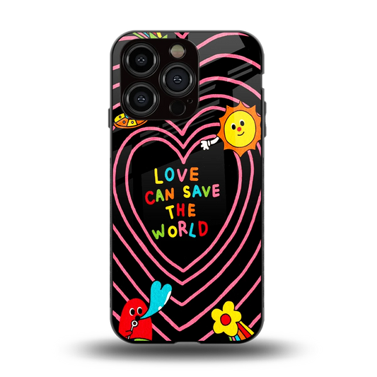 Save With Love back phone cover | glass case for iphone 15 pro