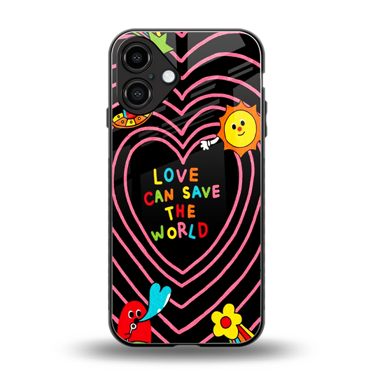 Save With Love back phone cover | glass case for iphone 16 plus