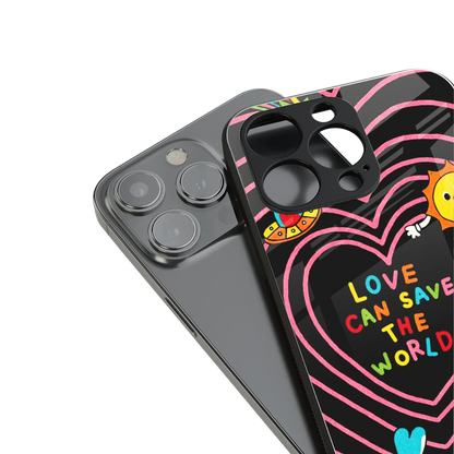 Save With Love stylish phone case for iPhone 16 | glossy glass and slim fit