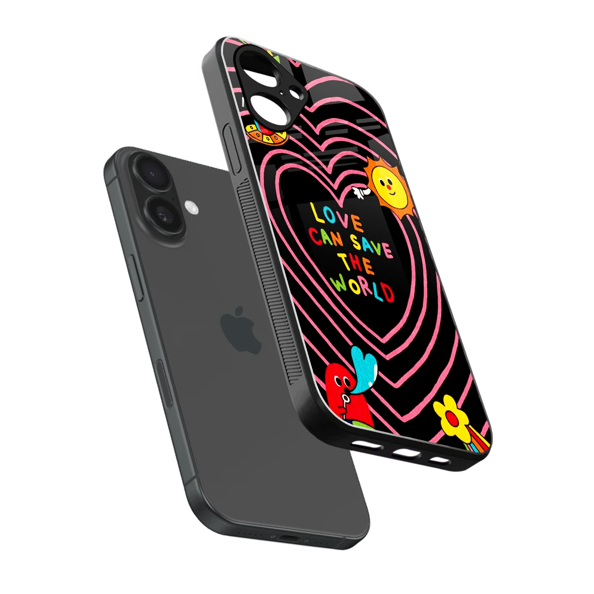 Save With Love sleek iPhone 16 cover with tempered glass back and TPU edges
