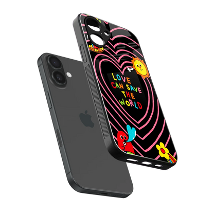 Save With Love sleek iPhone 16 cover with tempered glass back and TPU edges