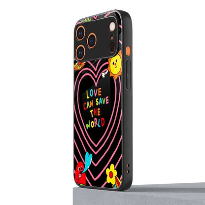 Save With Love iphone 17 pro mobile cover | shockproof glass phone case