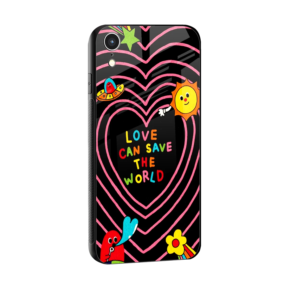 Save With Love sleek iphone xr cover with tempered glass back and TPU edges