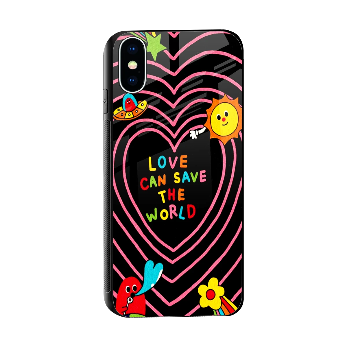 Save With Love sleek iphone xs cover with tempered glass back and TPU edges