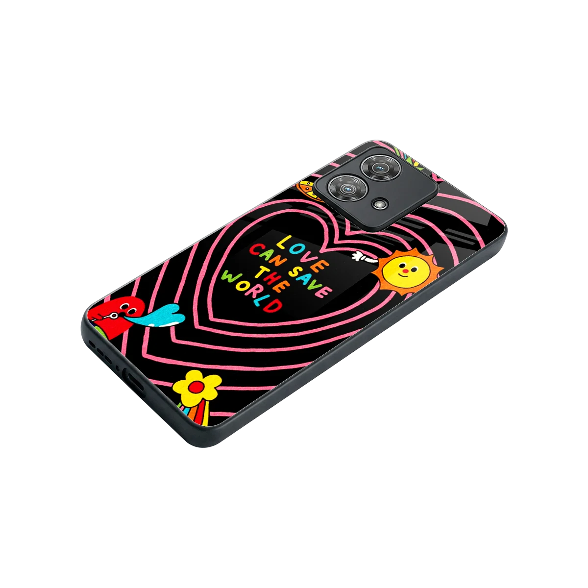 Save With Love stylish phone case for motorola edge 40 neo 5g | glossy glass and slim fit