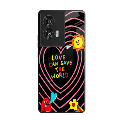 Save With Love back phone cover | glass case for motorola edge 50 fusion