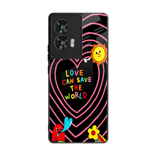 Save With Love back phone cover | glass case for motorola edge 50 fusion