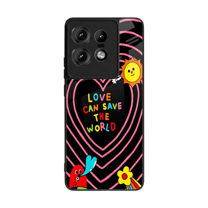 Save With Love back phone cover | glass case for motorola edge 50 pro