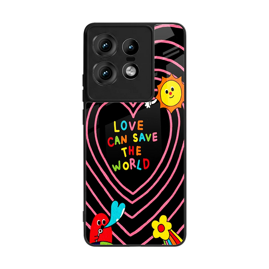 Save With Love back phone cover | glass case for motorola edge 50 pro