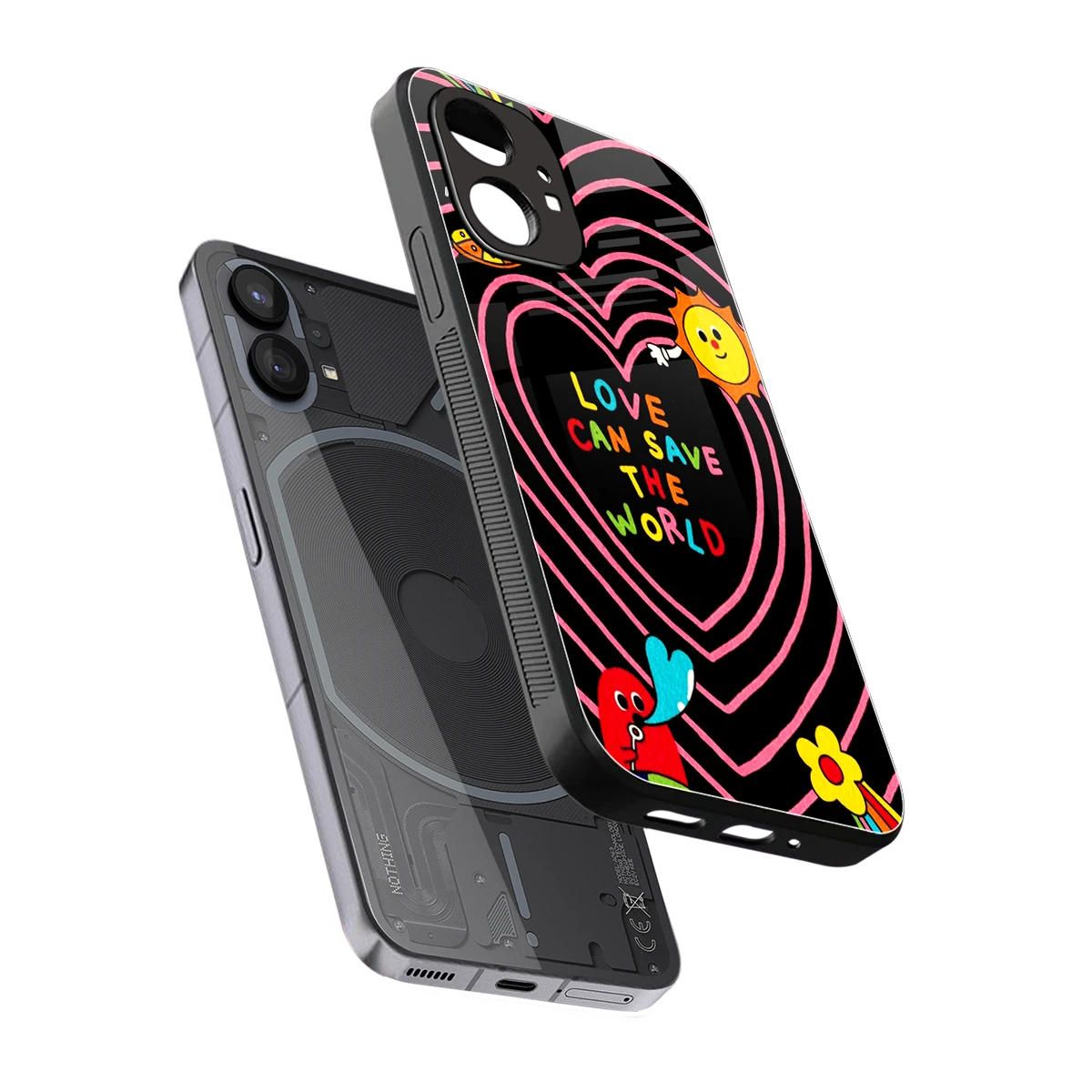 Save With Love sleek nothing phone 1 cover with tempered glass back and TPU edges