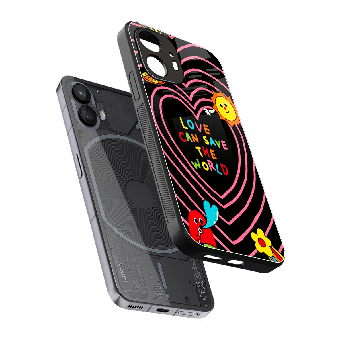 Save With Love sleek nothing phone 2 cover with tempered glass back and TPU edges