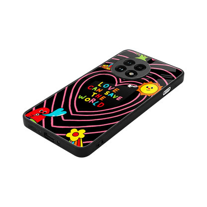 Save With Love stylish phone case for oneplus 13r | glossy glass and slim fit
