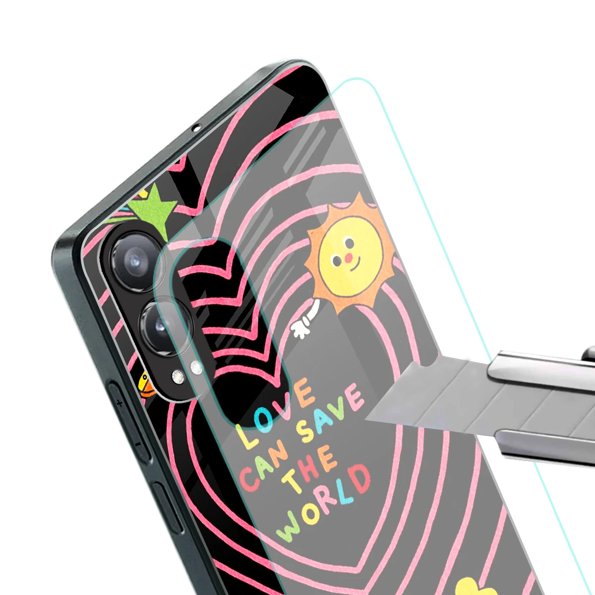 Save With Love stylish phone case for oneplus nord ce 4 lite | glossy glass and slim fit