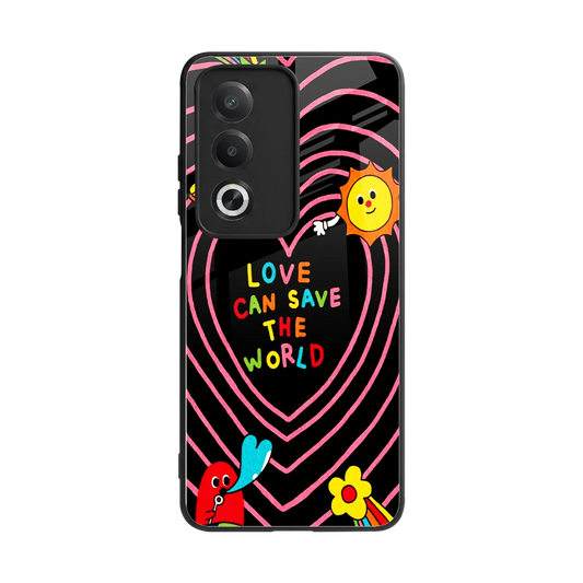 Save With Love back phone cover | glass case for oppo a3 pro