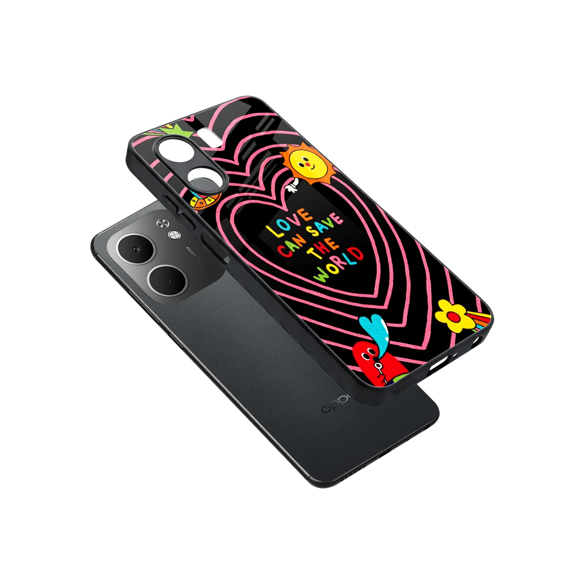 Save With Love sleek oppo a5x 5g cover with tempered glass back and TPU edges