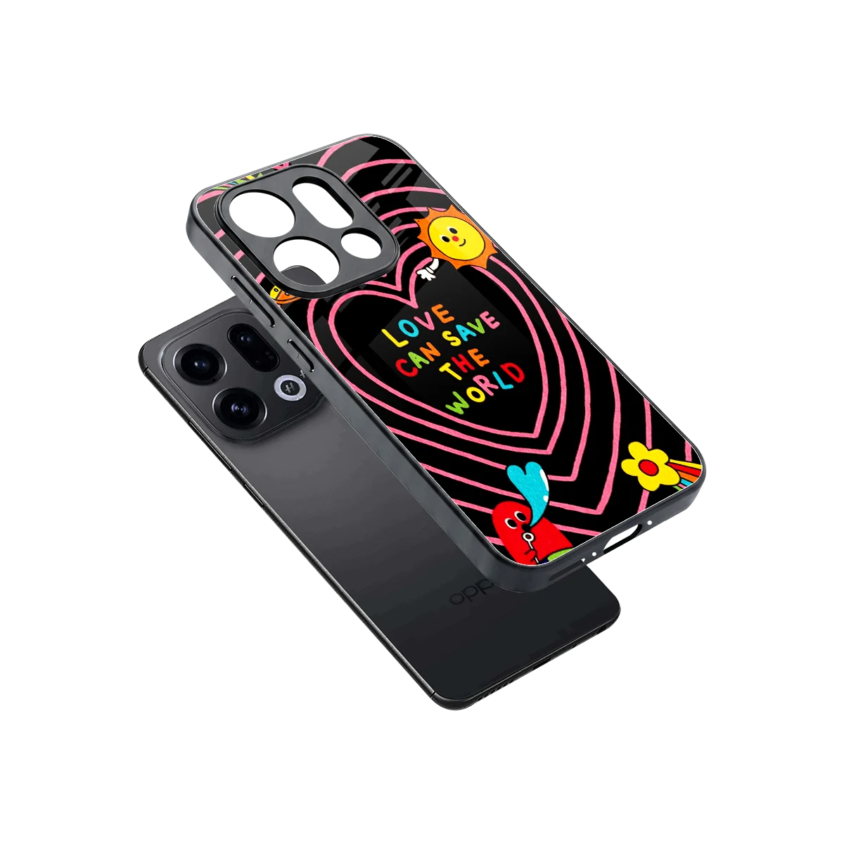 Save With Love sleek oppo find x9 cover with tempered glass back and TPU edges