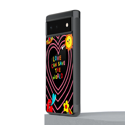 Save With Love stylish phone case for google pixel 6a | glossy glass and slim fit